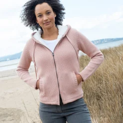 Trui En Vest<Blancheporte Gevoerd vest in spikkeltricot met rits grijsroze