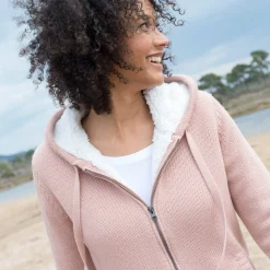 Trui En Vest<Blancheporte Gevoerd vest in spikkeltricot met rits grijsroze