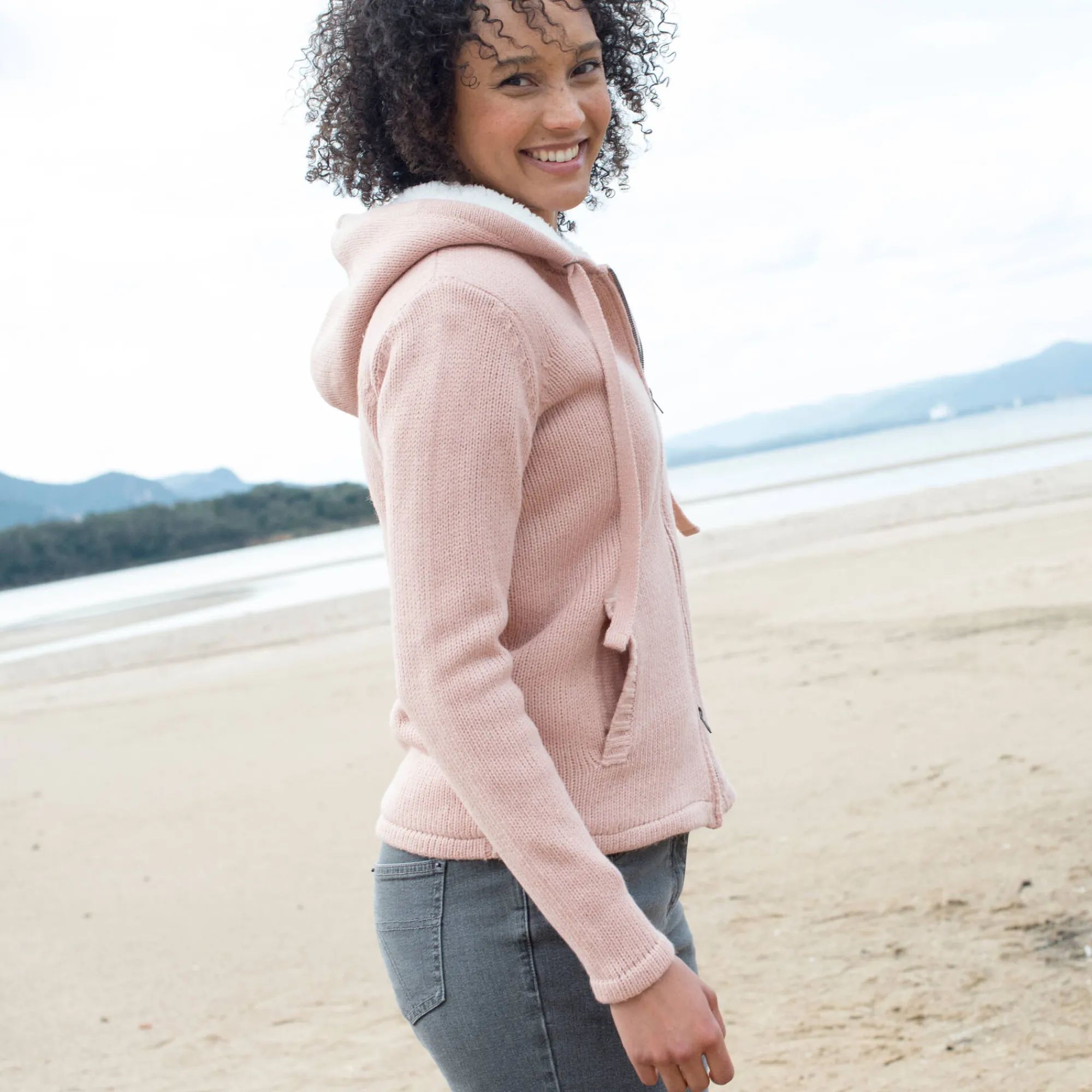 Trui En Vest<Blancheporte Gevoerd vest in spikkeltricot met rits grijsroze