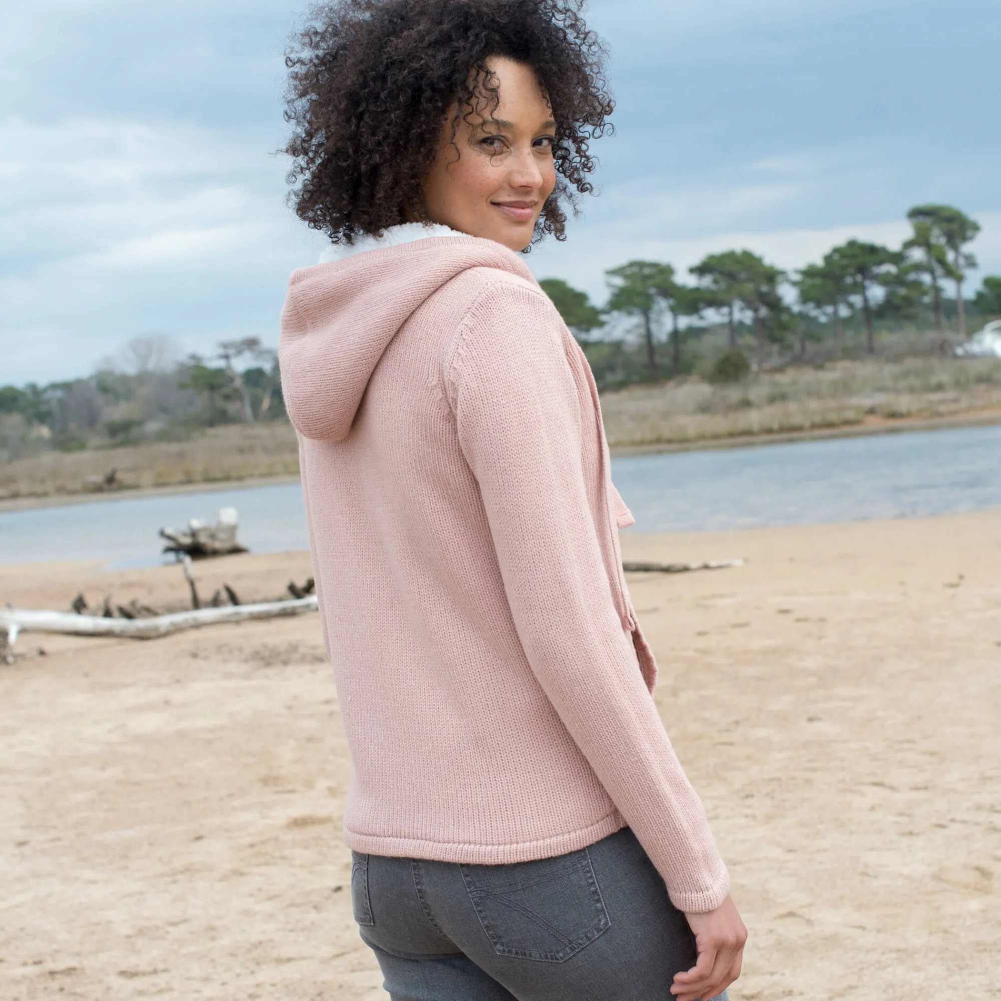 Trui En Vest<Blancheporte Gevoerd vest in spikkeltricot met rits grijsroze