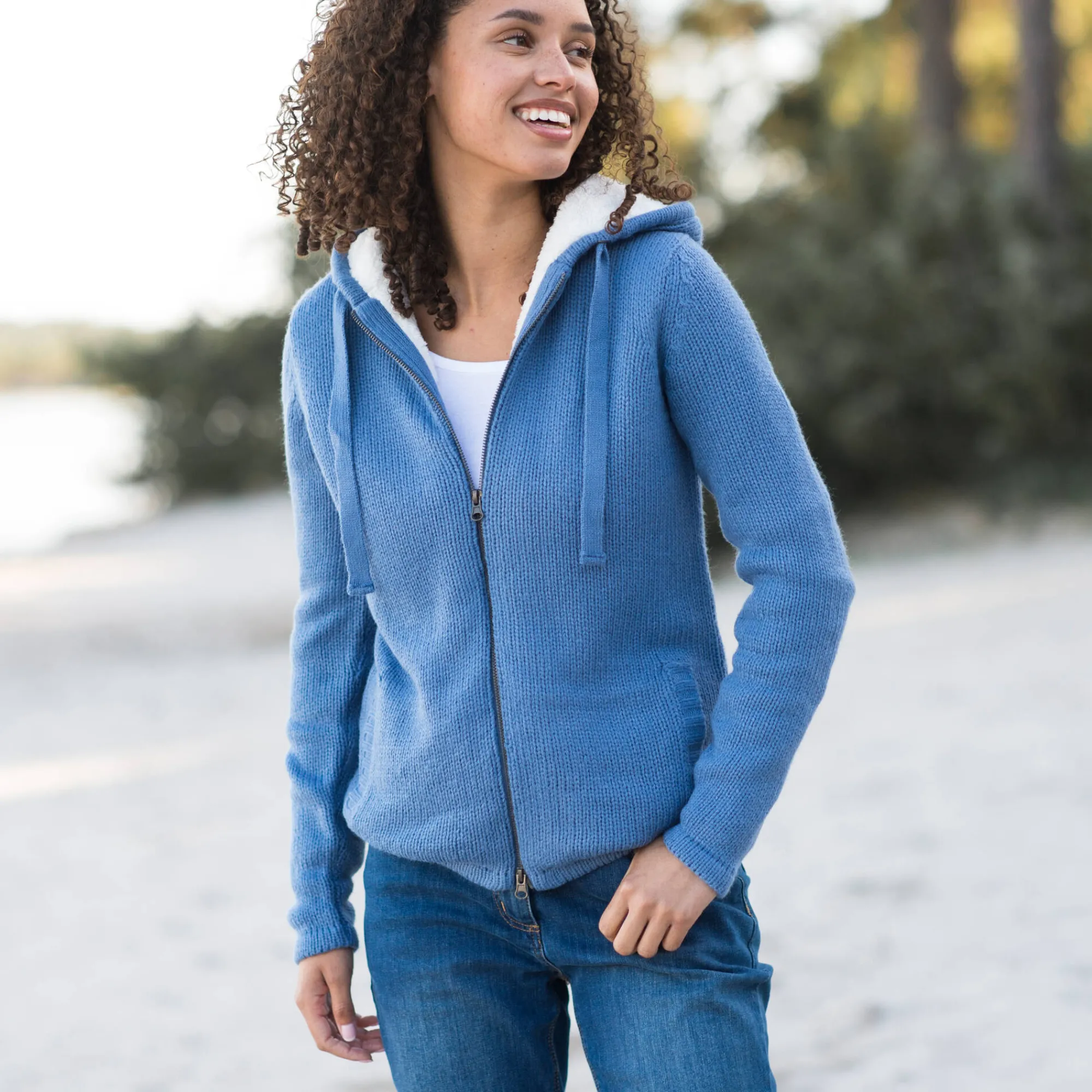 Trui En Vest<Blancheporte Gevoerd vest in spikkeltricot met rits grijsblauw
