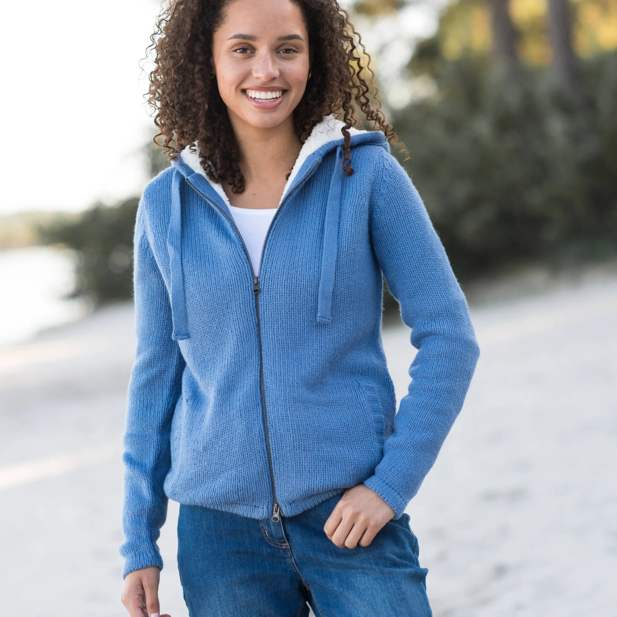 Trui En Vest<Blancheporte Gevoerd vest in spikkeltricot met rits grijsblauw