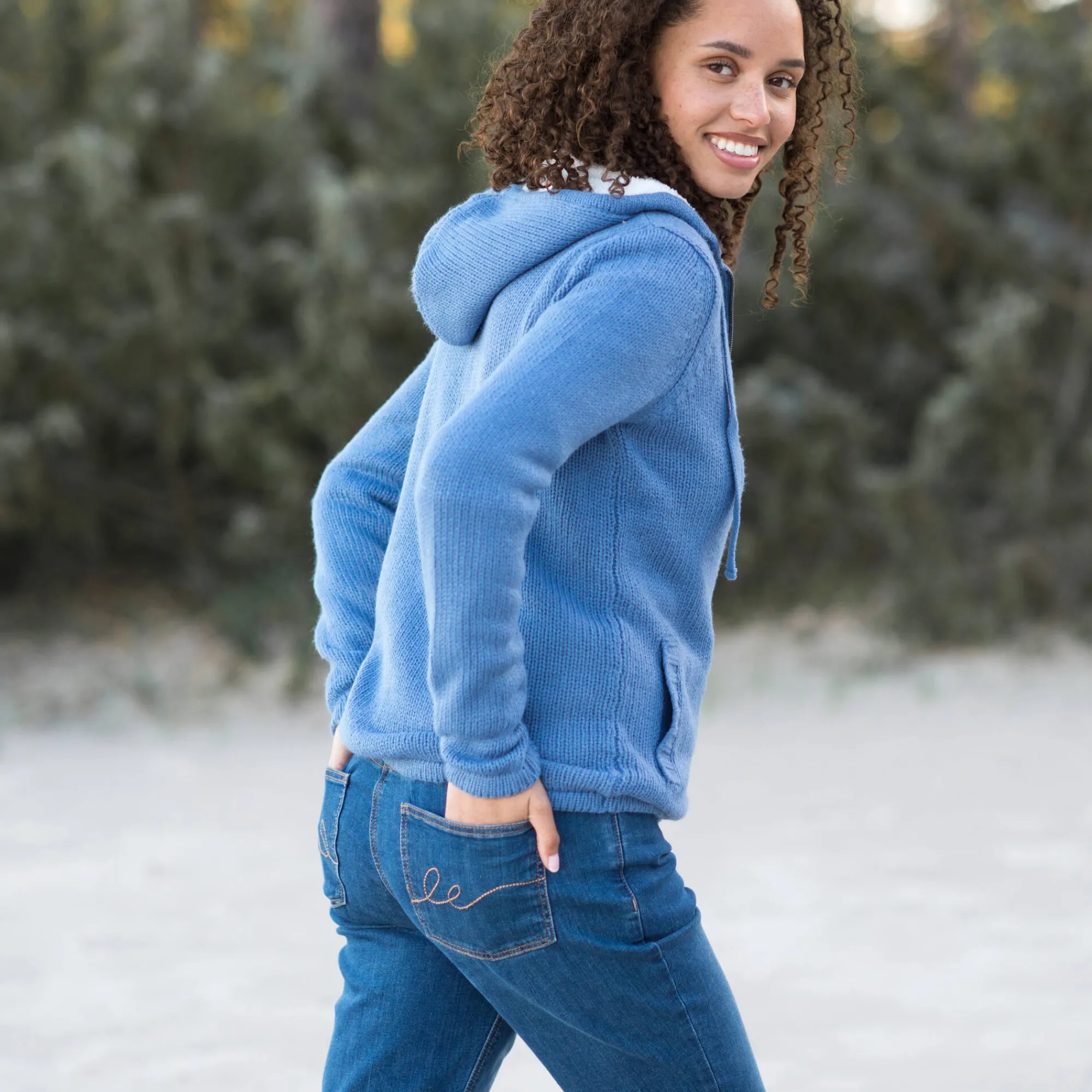 Trui En Vest<Blancheporte Gevoerd vest in spikkeltricot met rits grijsblauw