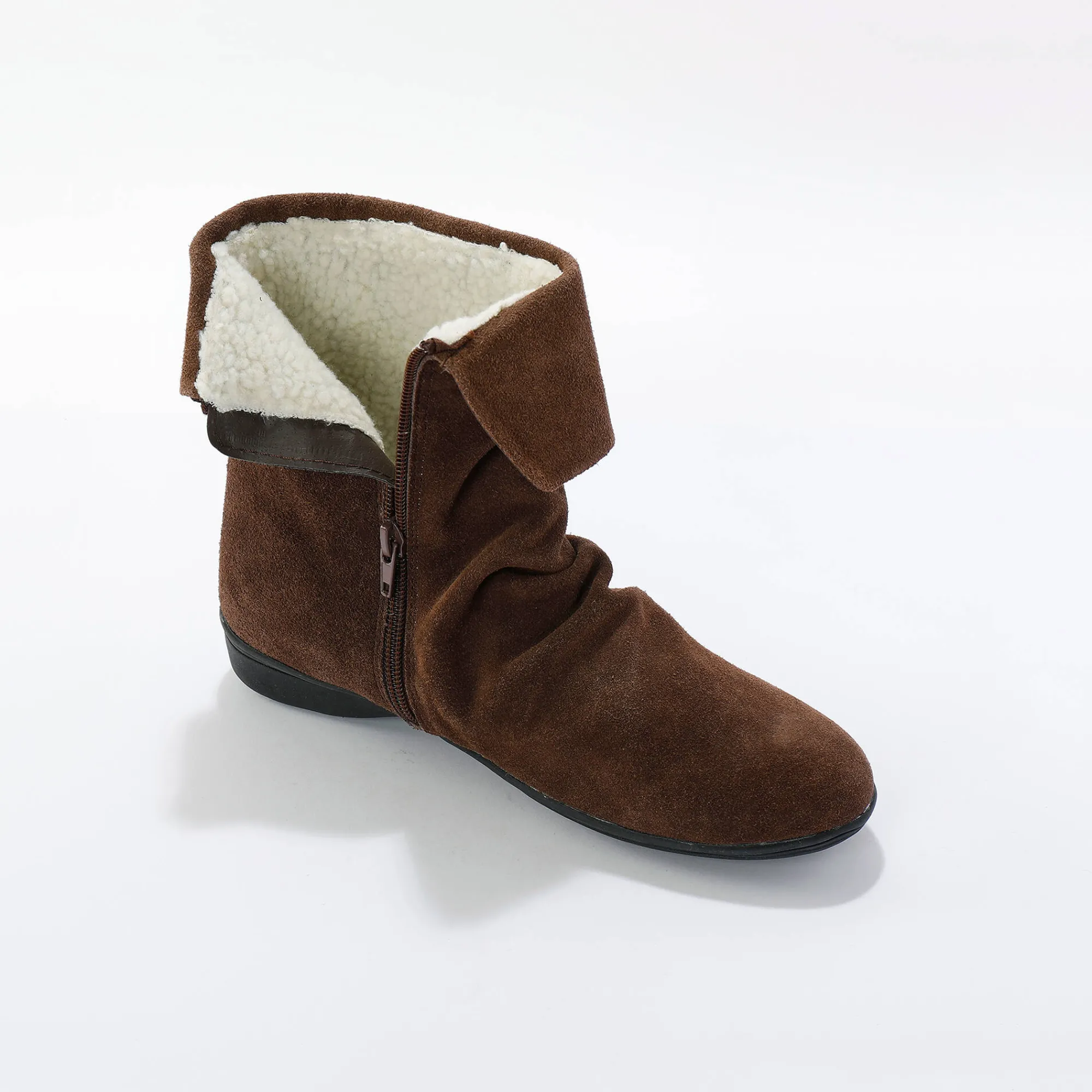Bottines En Boots|Schoenen<Blancheporte Gevoerde boots in splitleer bruin