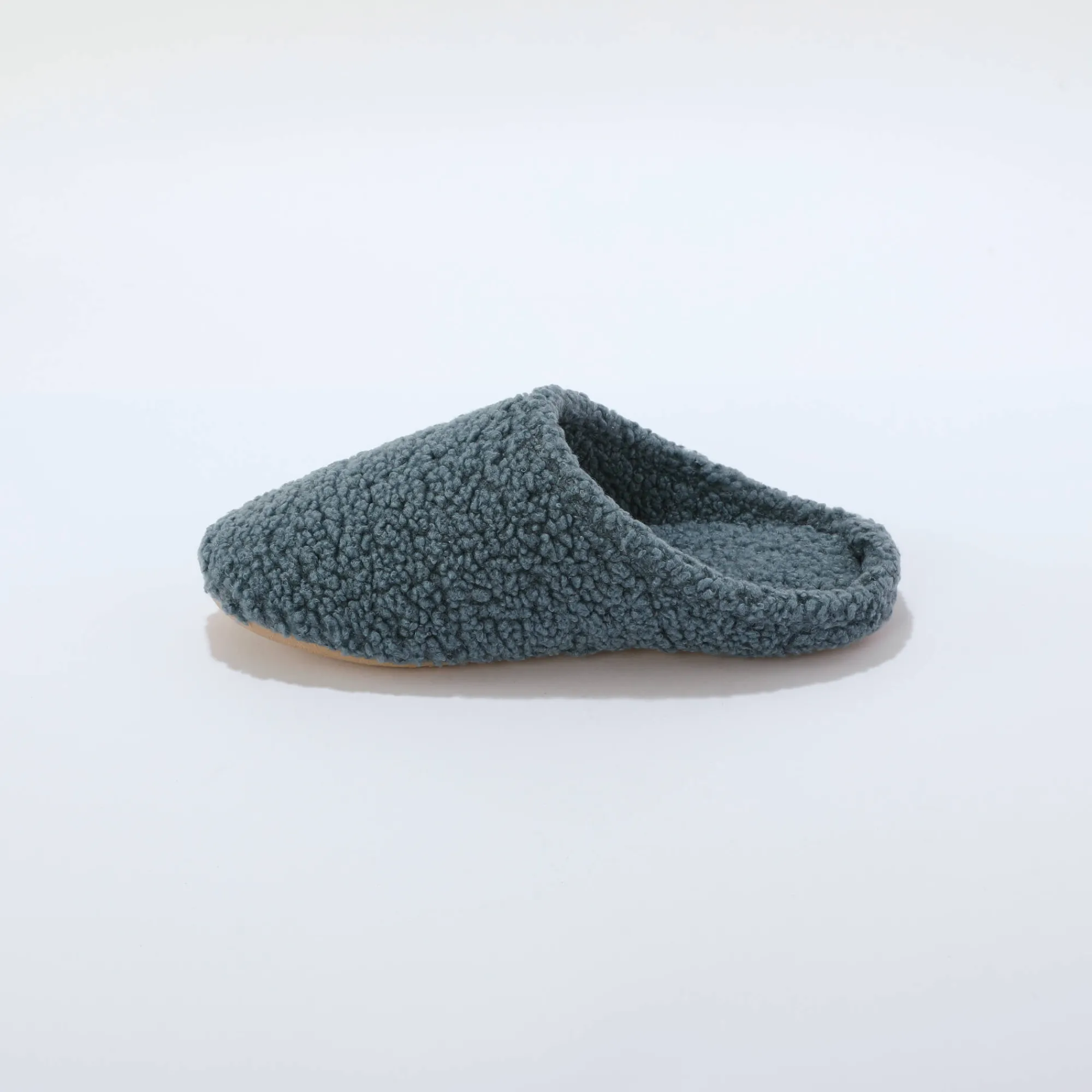 Sloffen|Sloffen<Blancheporte Gevoerde muiltjes, in sherpa-lusjesstof blauw