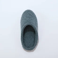 Sloffen|Sloffen<Blancheporte Gevoerde muiltjes, in sherpa-lusjesstof blauw