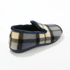 Schoenen|Schoenen Heren<Blancheporte Gevoerde muiltjes met ruitjes, pantoffelmodel blauw