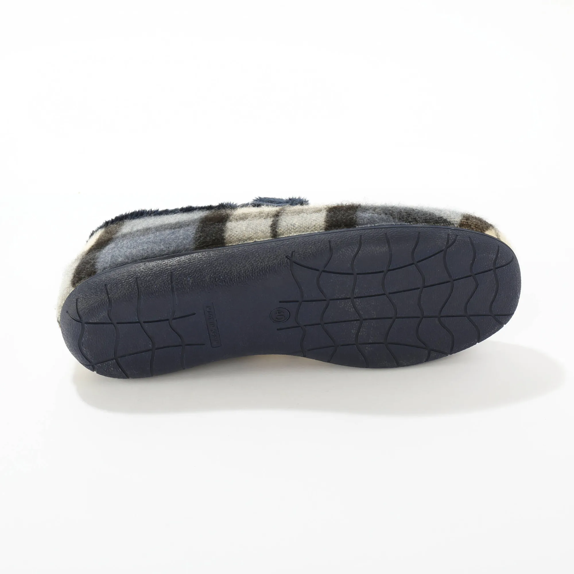 Schoenen|Schoenen Heren<Blancheporte Gevoerde muiltjes met ruitjes, pantoffelmodel blauw