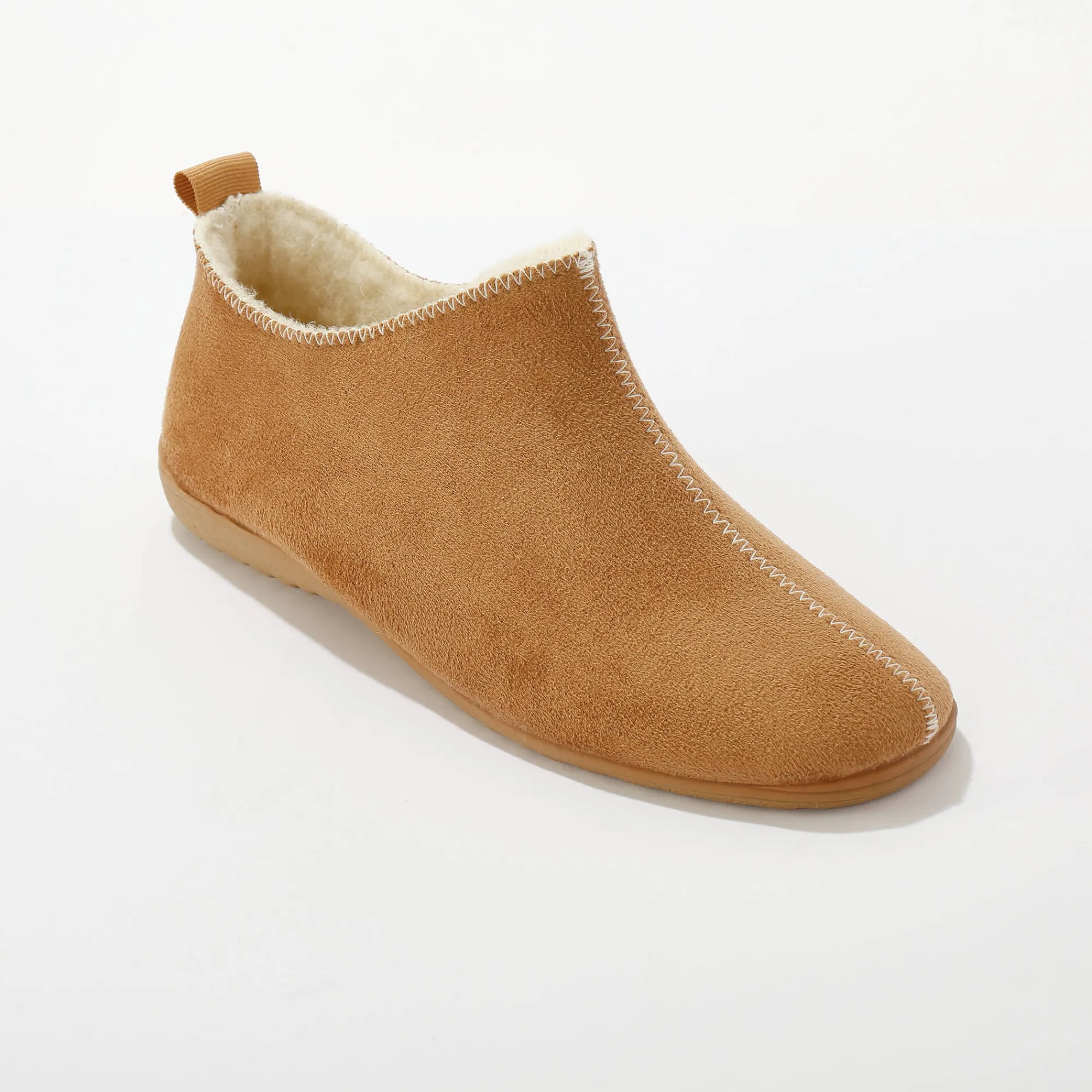 Sloffen|Sloffen<Blancheporte Gevoerde pantoffels, suedine donkerbeige