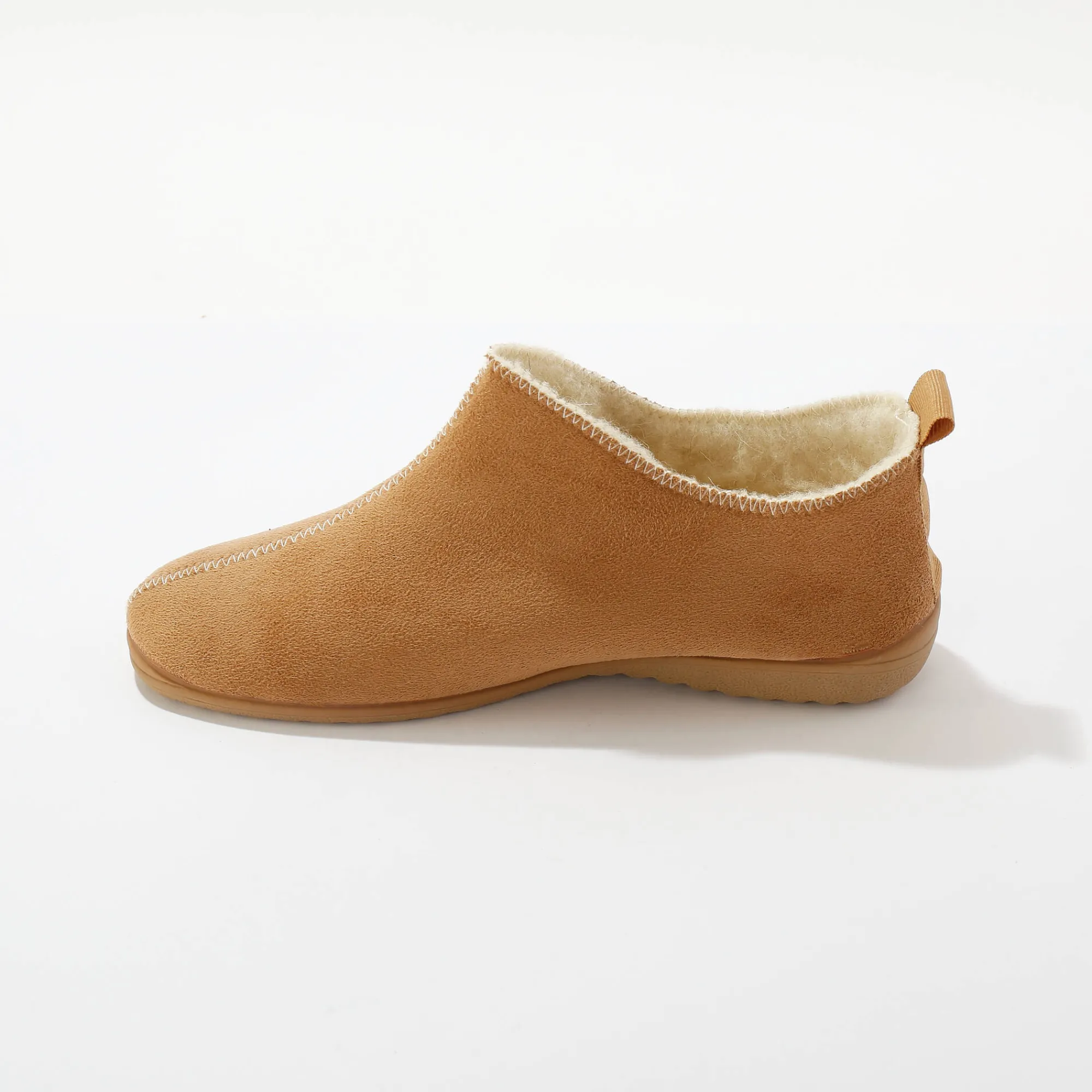 Sloffen|Sloffen<Blancheporte Gevoerde pantoffels, suedine donkerbeige