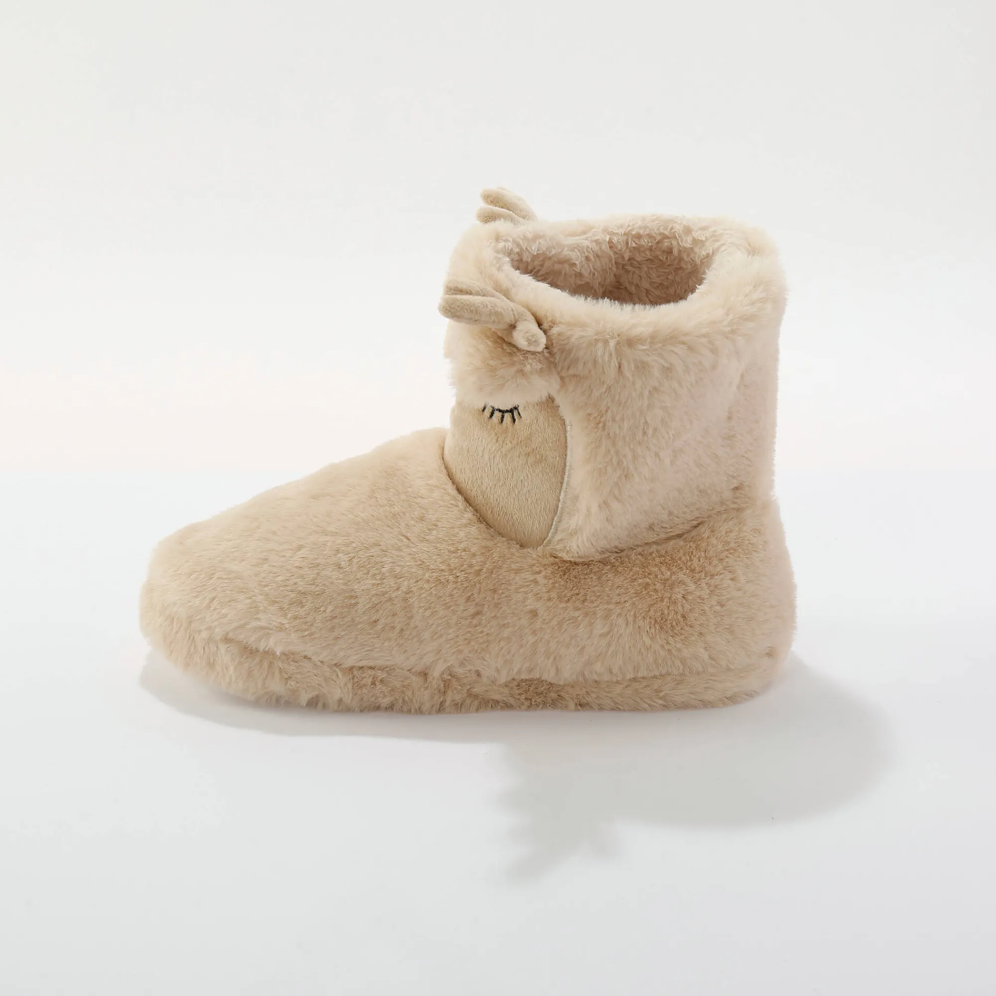 Sloffen|Sloffen<Blancheporte Gevoerde "rendier" pantoffels in laarsmodel beige