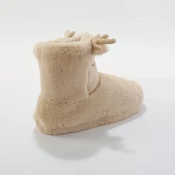 Sloffen|Sloffen<Blancheporte Gevoerde "rendier" pantoffels in laarsmodel beige
