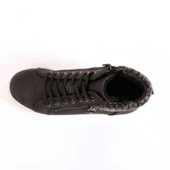 Baskets En Sneakers|Schoenen<Blancheporte Gevoerde sneakers met hoge schacht, enkelrand in tricot zwart