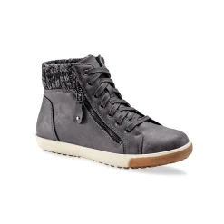 Baskets En Sneakers|Schoenen<Blancheporte Gevoerde sneakers met hoge schacht, enkelrand in tricot grijs