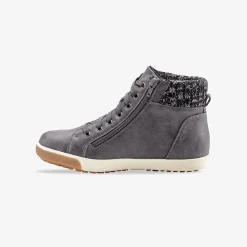 Baskets En Sneakers|Schoenen<Blancheporte Gevoerde sneakers met hoge schacht, enkelrand in tricot grijs
