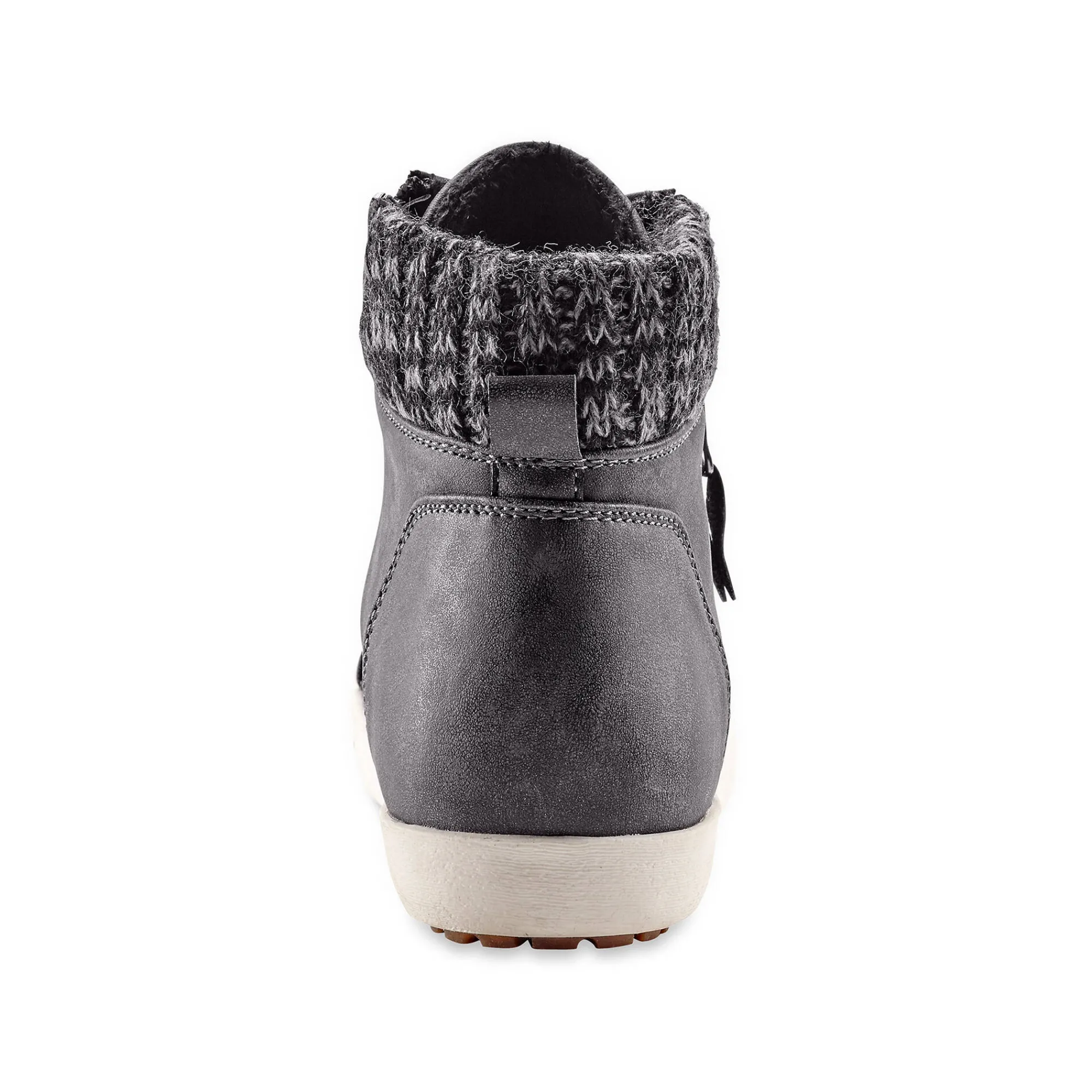 Baskets En Sneakers|Schoenen<Blancheporte Gevoerde sneakers met hoge schacht, enkelrand in tricot grijs
