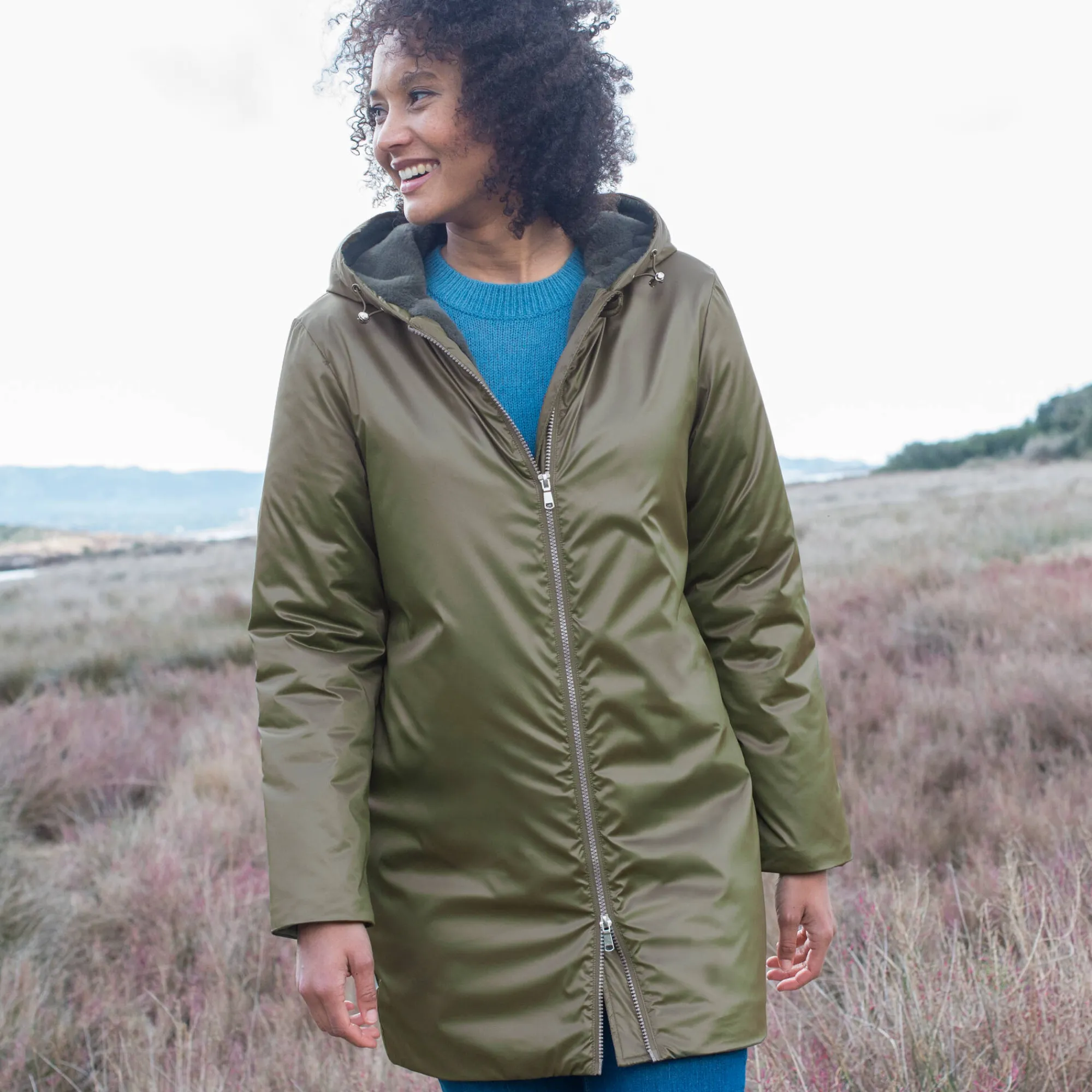 Parka En Donsjas<Blancheporte Gevoerde, waterdichte parka, halflang kaki