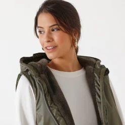 Parka En Donsjas<Blancheporte Gevoerde, waterdichte parka, mouwloos kaki