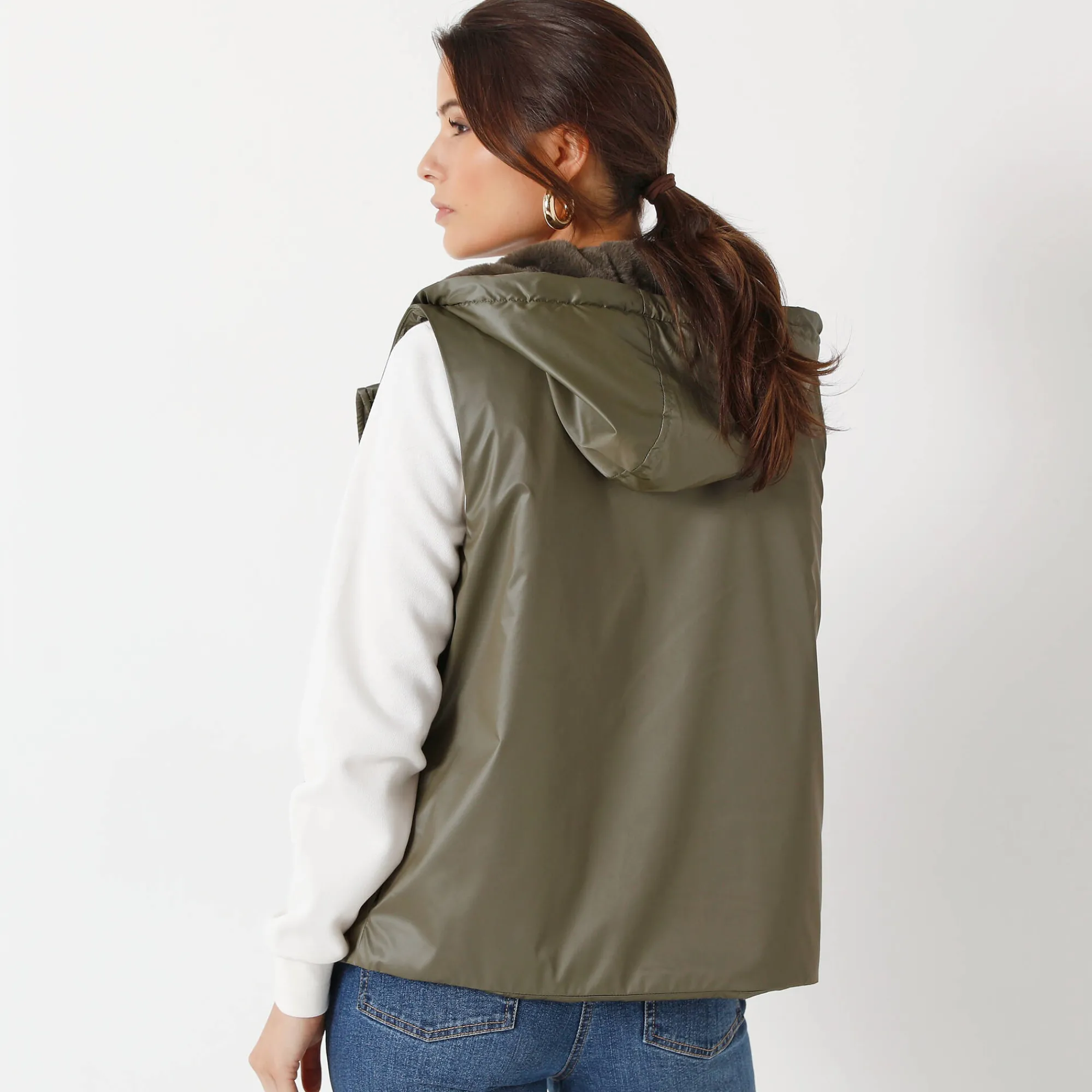 Parka En Donsjas<Blancheporte Gevoerde, waterdichte parka, mouwloos kaki