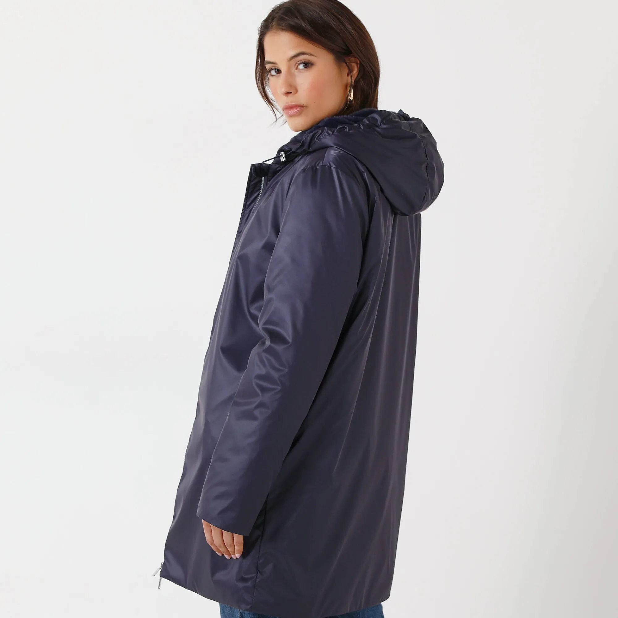 Parka En Donsjas<Blancheporte Gevoerde, waterdichte parka, halflang marine