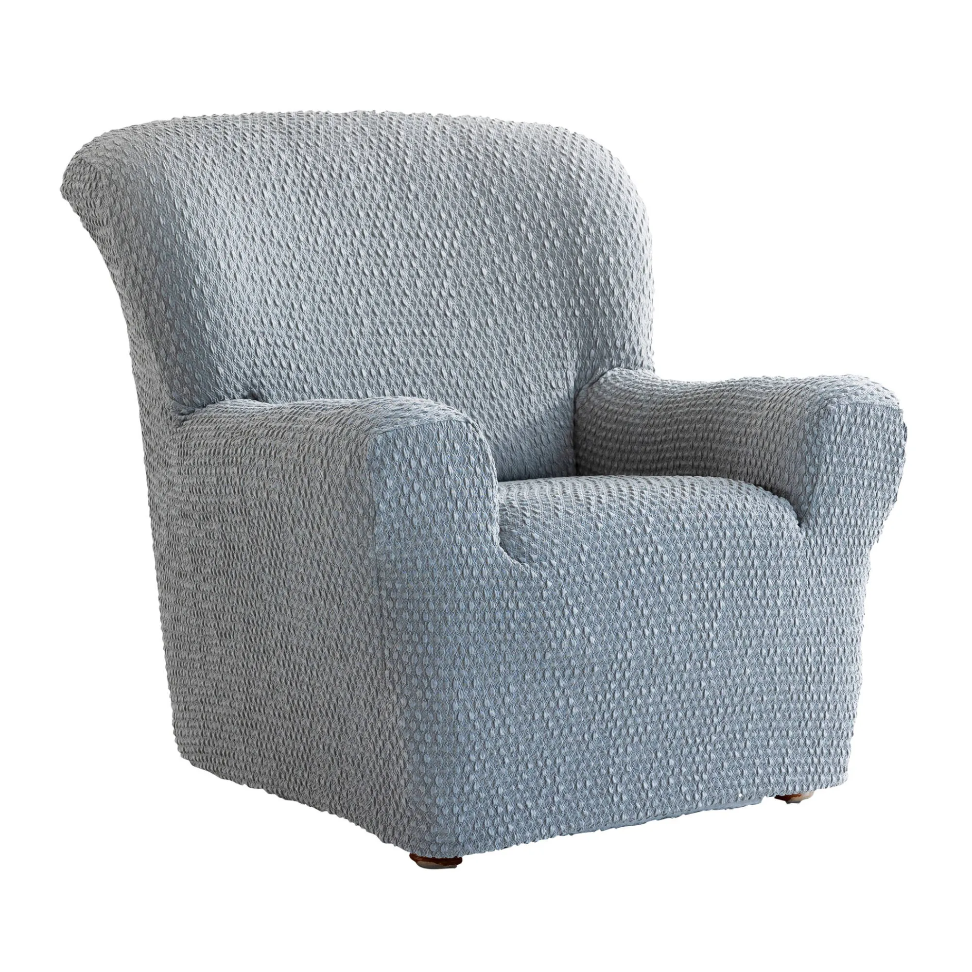Zitbankhoes<Blancheporte Gewafelde, bi-rekbare hoes voor zitbank en fauteuil met armleuningen grijs