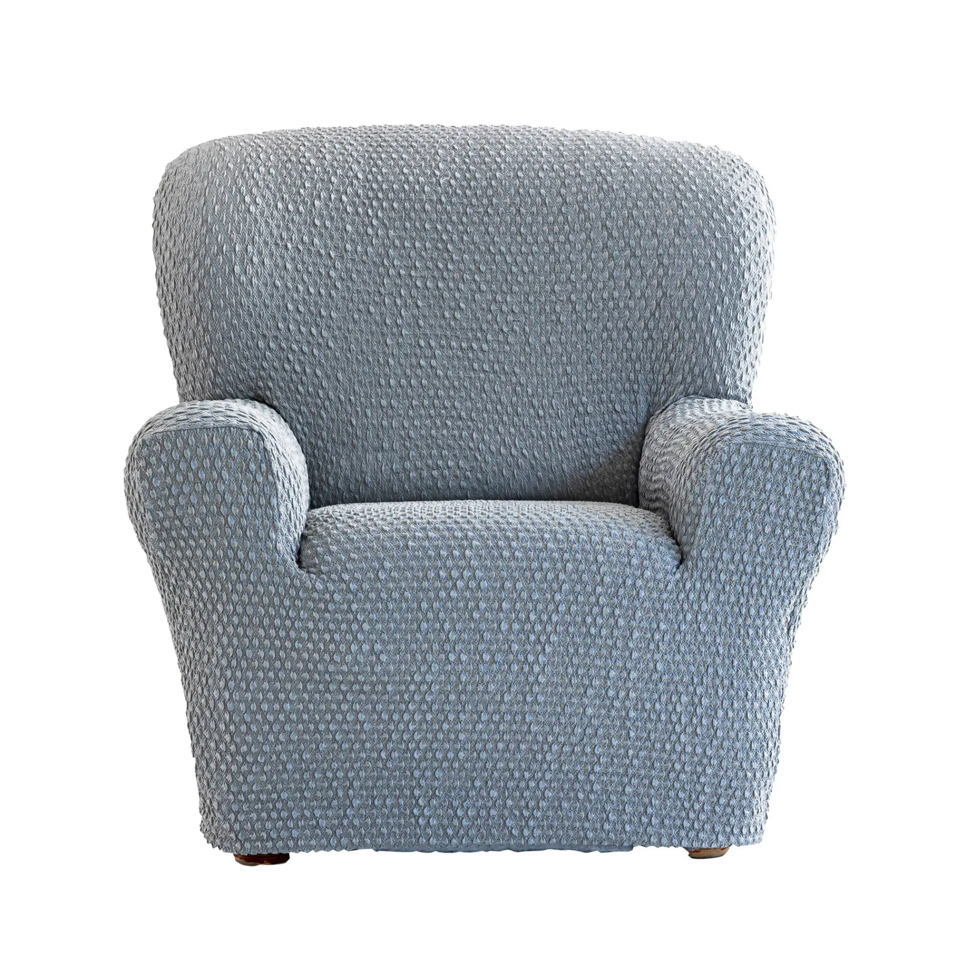 Zitbankhoes<Blancheporte Gewafelde, bi-rekbare hoes voor zitbank en fauteuil met armleuningen grijs
