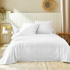 Deken En Bedsprei|Deken, Boutis En Bedsprei<Blancheporte Geweven bedsprei in effen katoen ivoorkleur