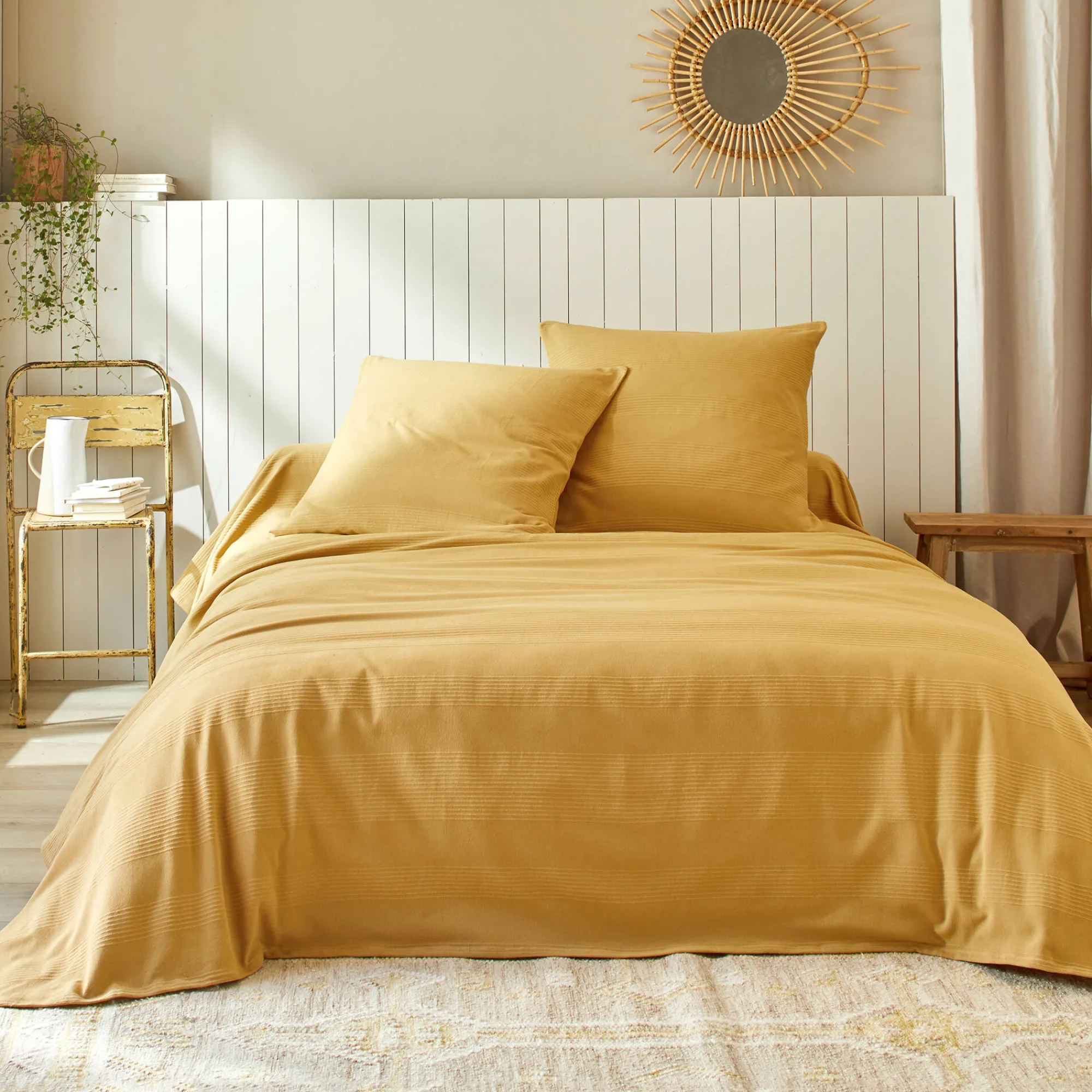 Deken En Bedsprei|Deken, Boutis En Bedsprei<Blancheporte Geweven bedsprei in effen katoen honing