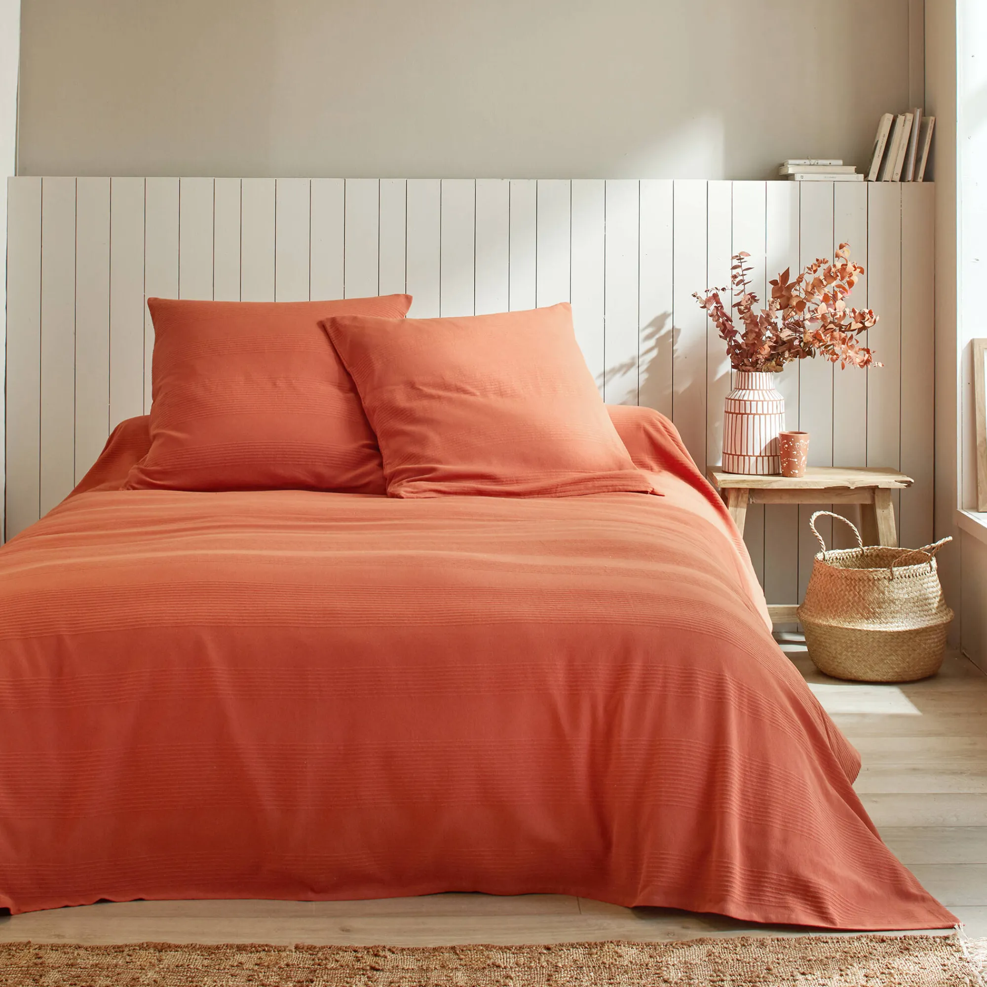 Deken En Bedsprei|Deken, Boutis En Bedsprei<Blancheporte Geweven bedsprei in effen katoen terracotta