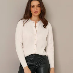 Trui En Vest<Blancheporte Gilet met ronde hals en knopen ecru
