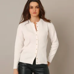 Trui En Vest<Blancheporte Gilet met ronde hals en knopen ecru