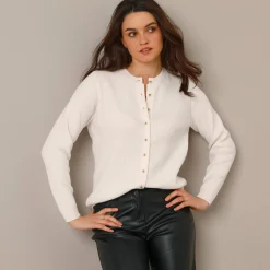 Trui En Vest<Blancheporte Gilet met ronde hals en knopen ecru