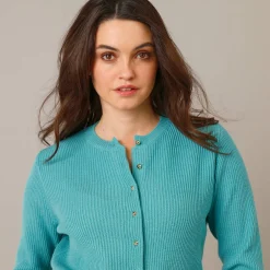 Trui En Vest<Blancheporte Gilet met ronde hals en knopen celadongroen
