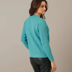 Trui En Vest<Blancheporte Gilet met ronde hals en knopen celadongroen