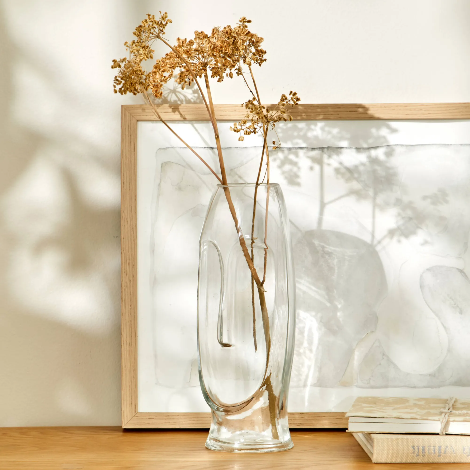 Decoratieartikel<Blancheporte Glazen vaas, gezichtsvorm - hoogte 24 cm transparant