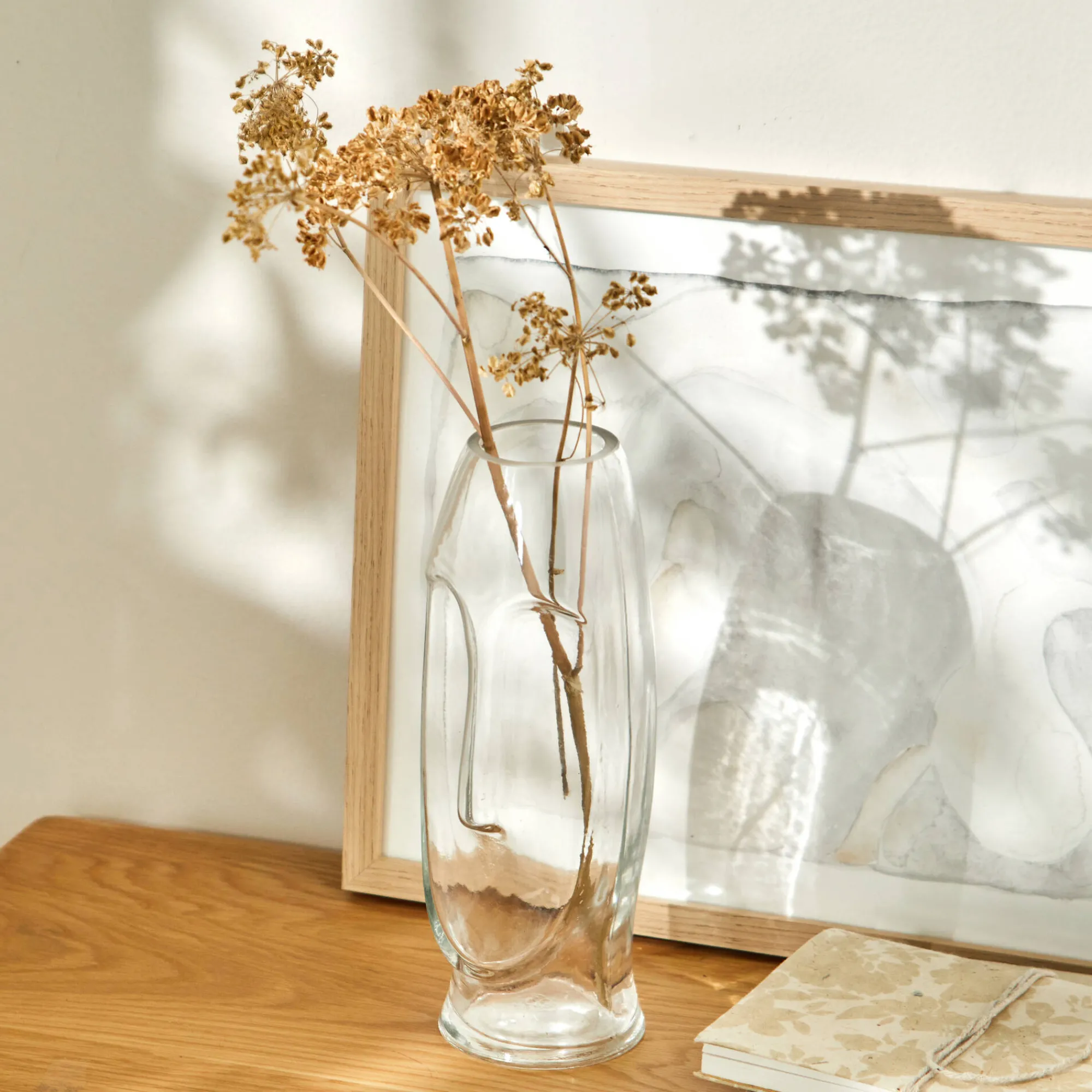 Decoratieartikel<Blancheporte Glazen vaas, gezichtsvorm - hoogte 24 cm transparant