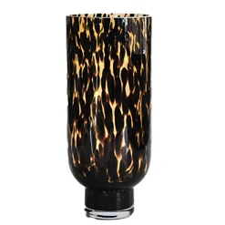 Feestdecoratie|Decoratieartikel<Blancheporte Glazen vaas met luipaardmotief, 28 cm hoog zwart / geel