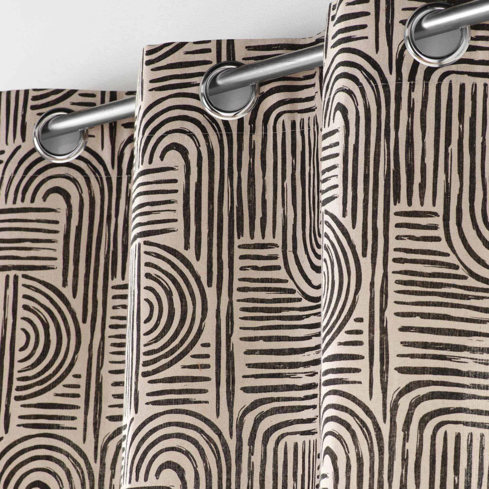 Gordijn, Glasgordijn & Store<Blancheporte Gordijn, grafische art decoprint ecru / zwart