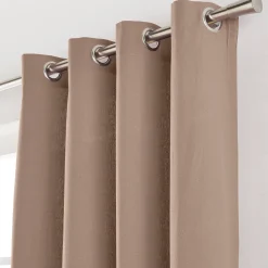 Gordijn, Glasgordijn & Store<Colombine Gordijn in effen zeildoekstof met oogringetjes taupe