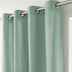 Gordijn, Glasgordijn & Store<Colombine Gordijn in effen zeildoekstof met oogringetjes amandel groen
