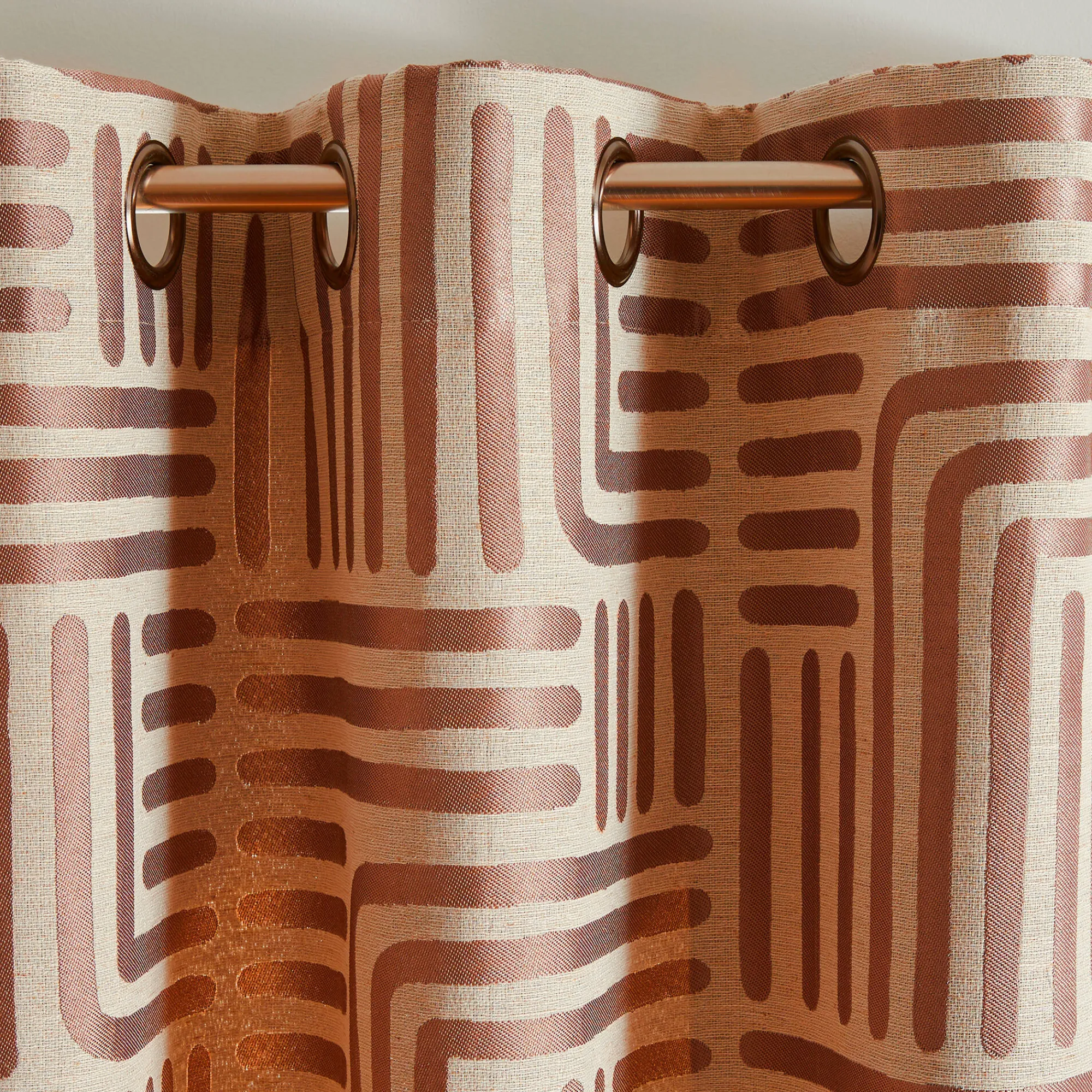 Gordijn, Glasgordijn & Store<Blancheporte Gordijn in jacquard met lijnenprint terracotta