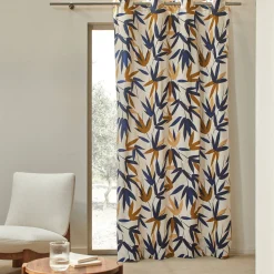 Gordijn, Glasgordijn & Store<Blancheporte Gordijn met bamboebladerenprint beige / marine