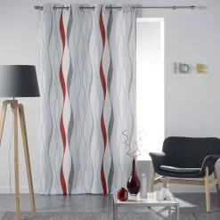 Gordijn, Glasgordijn & Store<Blancheporte Gordijn met golvenprint grijs / rood