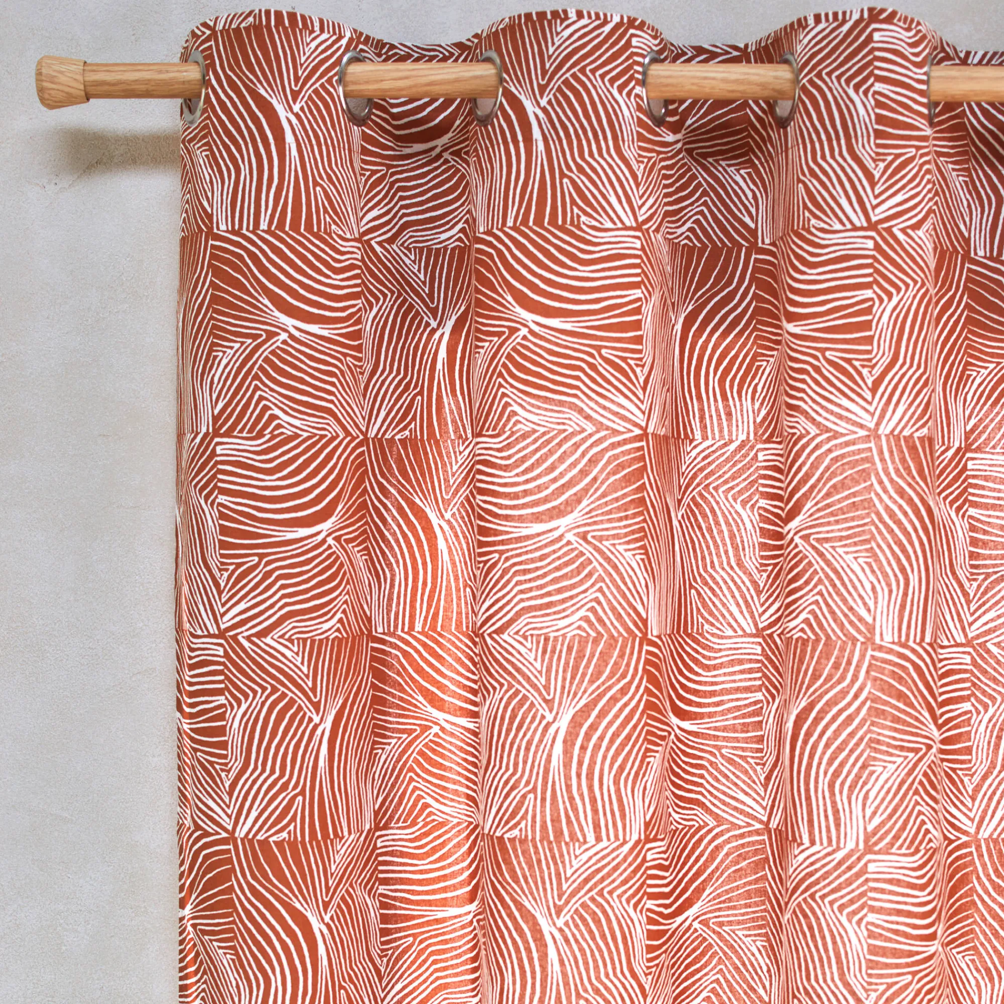 Gordijn, Glasgordijn & Store<Blancheporte Gordijn met 'pootjes' print terracotta / naturel