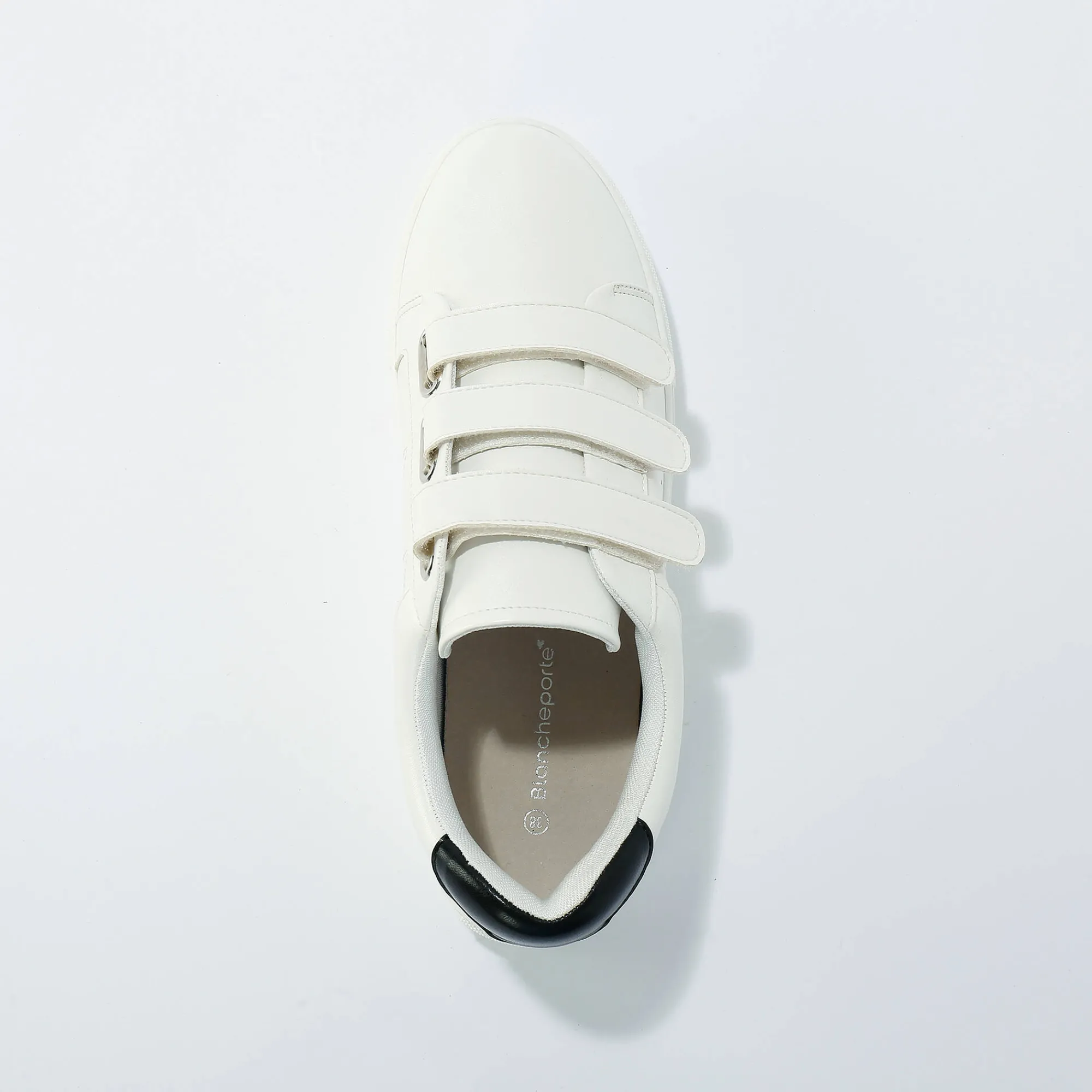 Baskets En Sneakers|Schoenen<Blancheporte Goudkleurige sneakers met scratchsluiting wit / zwart