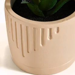 Decoratieartikel<Blancheporte Groene kunstplant en pot in cement beige