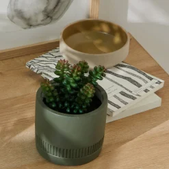 Decoratieartikel<Blancheporte e kunstplant en pot in cement groen