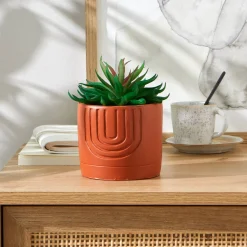 Decoratieartikel<Blancheporte Groene kunstplant en pot in cement terracotta