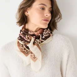 Sieraden En Feestaccessoires|Accessoires En Juwelen<Blancheporte Grote foulard, bloemenprint, vierkant chocolade