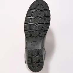 Laarzen|Schoenen<Blancheporte Halfhoge laarzen met plissé, in leer met onzichtbare doorloopzool - zwart